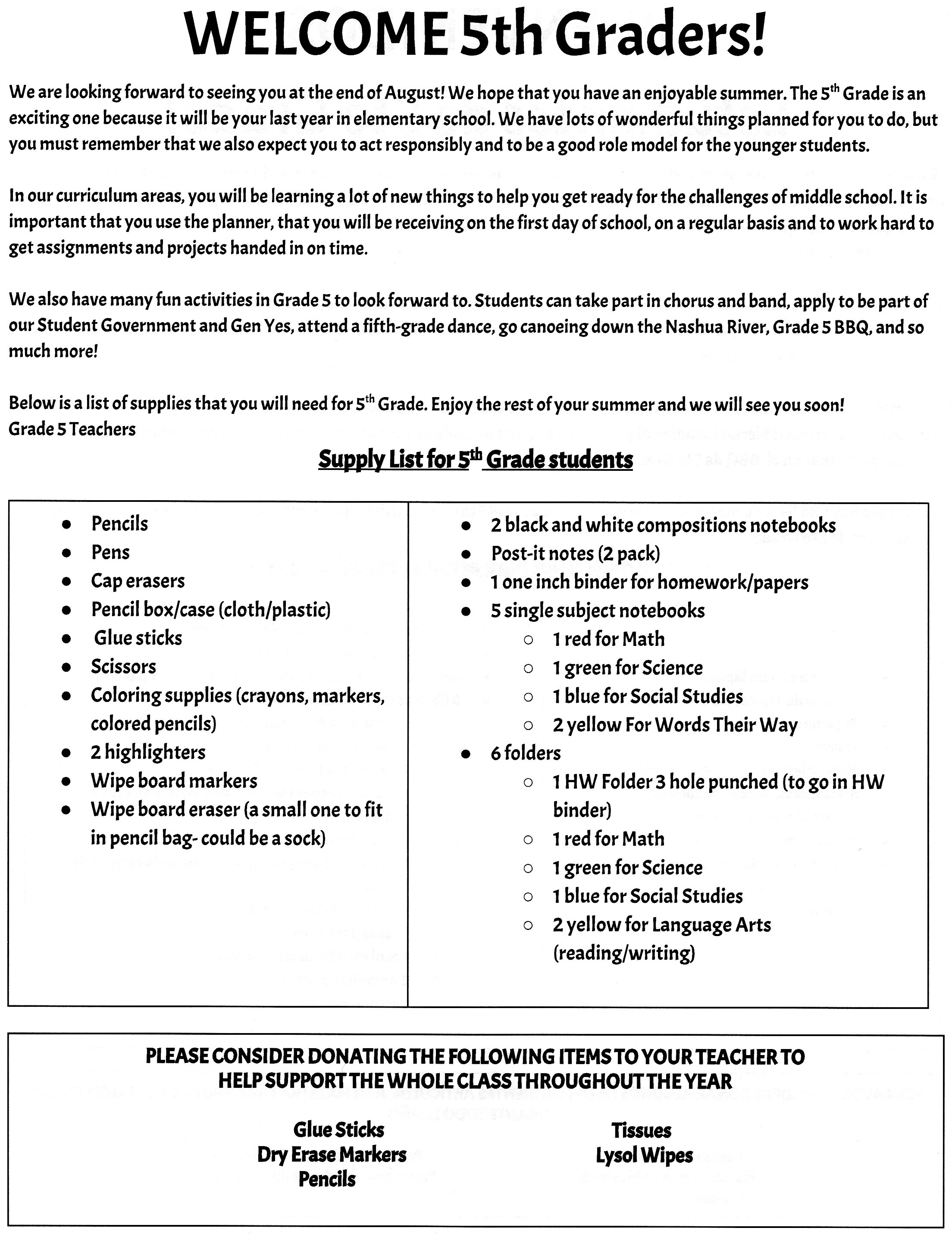 Classroom Supply Lists Classroom Supply Lists