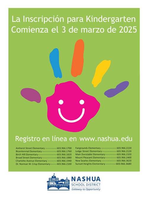 Spanish copy of kindergarten registration poster