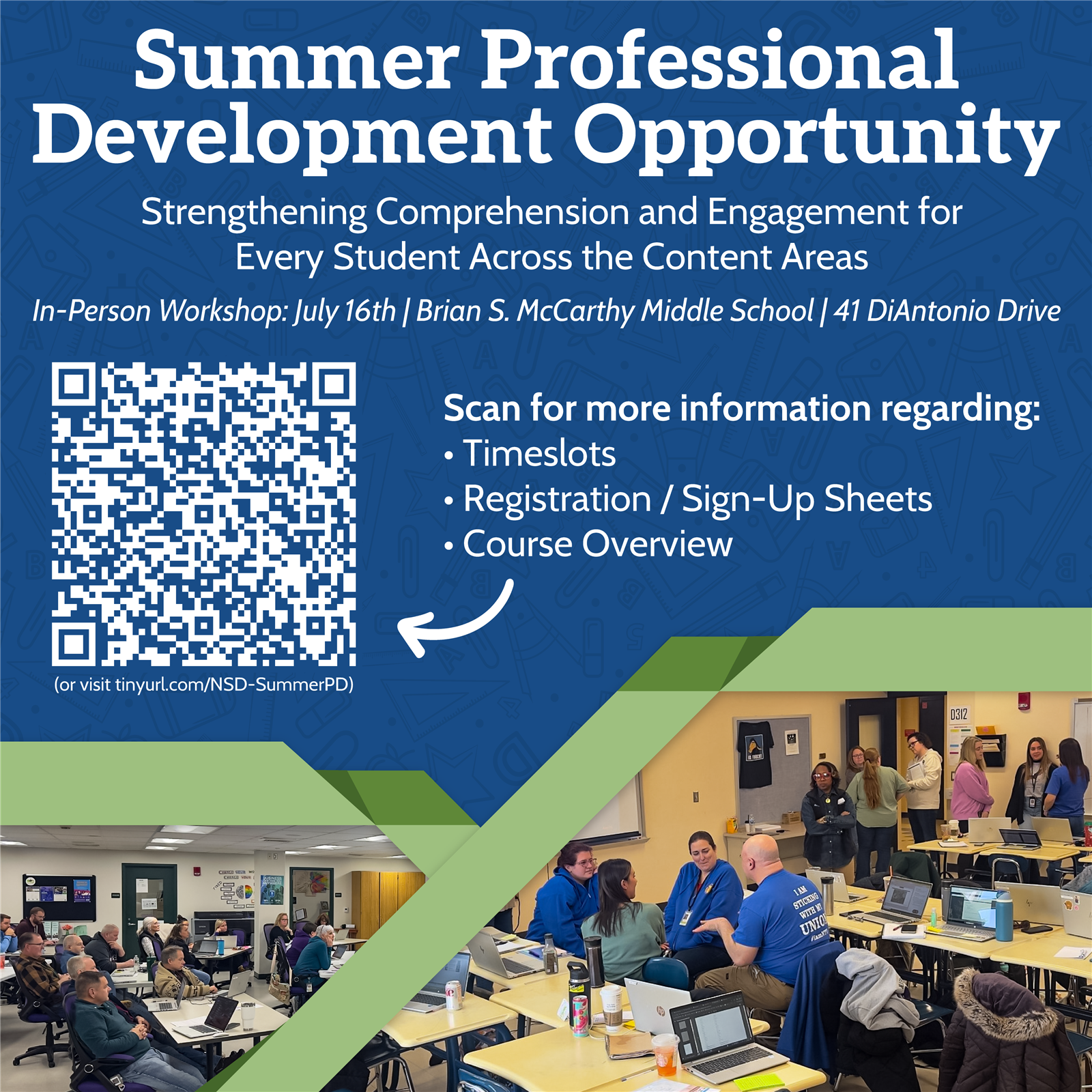  flyer showcasing a PD day for the summer